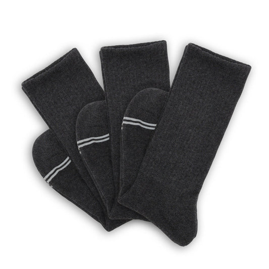 Casual crew socks, charcoal color, 3-pack with white stripe accents on Tampa Home & Garden Store