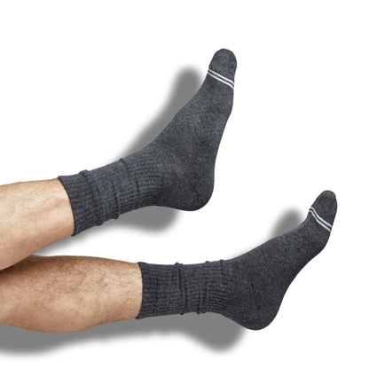 DeadSoxy Charcoal Casual Crew Socks 3-Pack, charcoal gray heather with white stripe cuff on Tampa Home & Garden Store