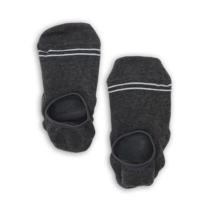Charcoal cotton no-show socks by DeadSoxy with white stripes, 2 shown from a 6-pack on Tampa Home & Garden Store