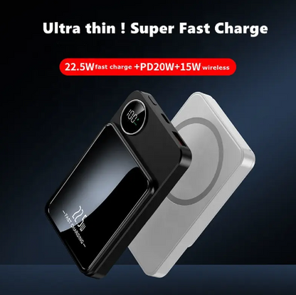Magnetic Wireless Power Bank by River Country Gear, black with circular display, 2-device set on Tampa Home & Garden Store