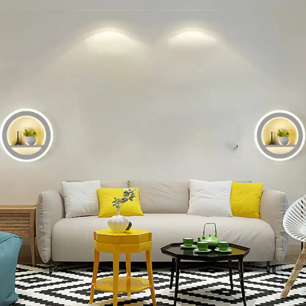 White Sun Wall Sconce pair by Decorbites; round wall lights with warm halo glow on Tampa Home & Garden Store