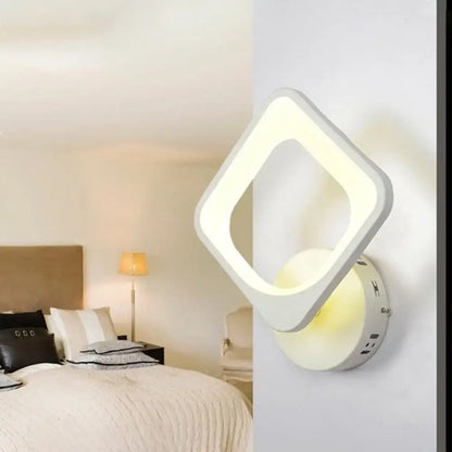 White Sun Wall Sconce by Decorbites, wall-mounted geometric square ring LED light on Tampa Home & Garden Store