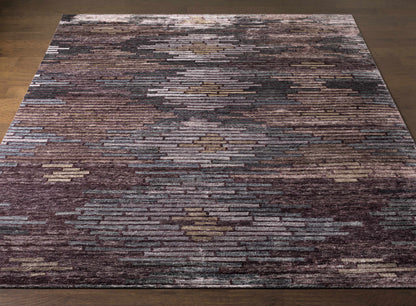 Cherokee Carpet Clearance rug with burgundy stripes on floor on Tampa Home & Garden Store