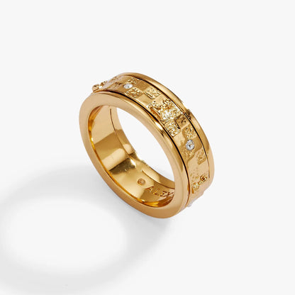 Chess Fidget Ring gold-tone band with chessboard texture and crystals by ALEX AND ANI on Tampa Home & Garden Store
