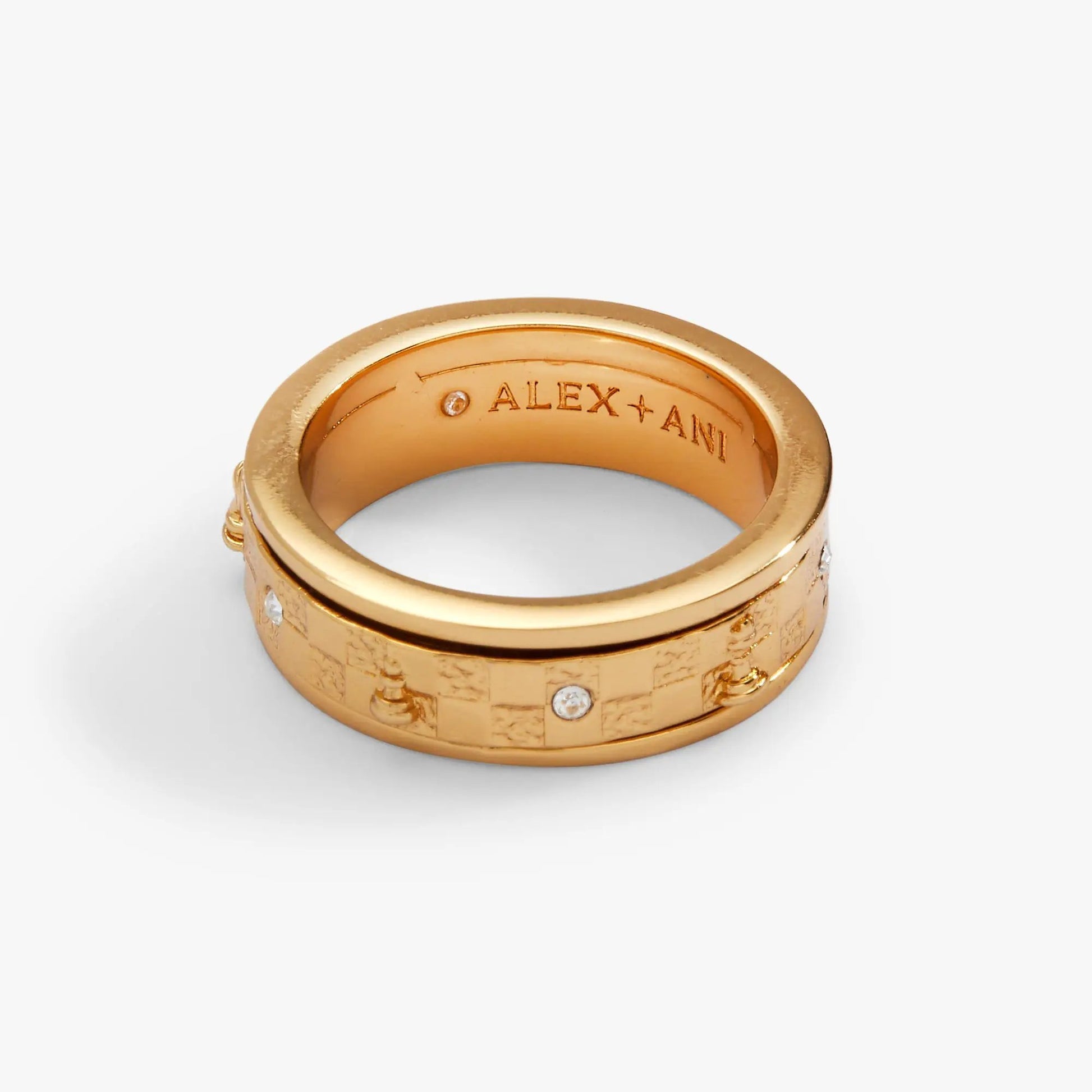 Chess Fidget Ring in rose-gold tone by Alex and Ani with crystal accents on Tampa Home & Garden Store