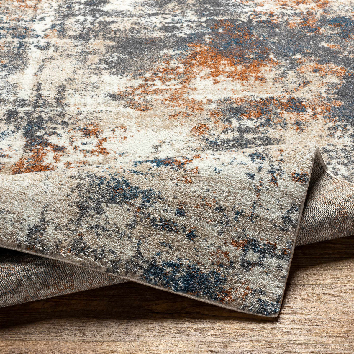 Chetwynd Abstract Thick Rug Clearance by Boutique Rugs in cream gray orange multicolor pattern on Tampa Home & Garden Store