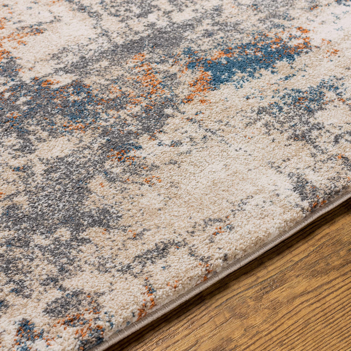 Chetwynd Abstract Thick Rug beige blue orange pattern with thick pile by Boutique Rugs on Tampa Home & Garden Store
