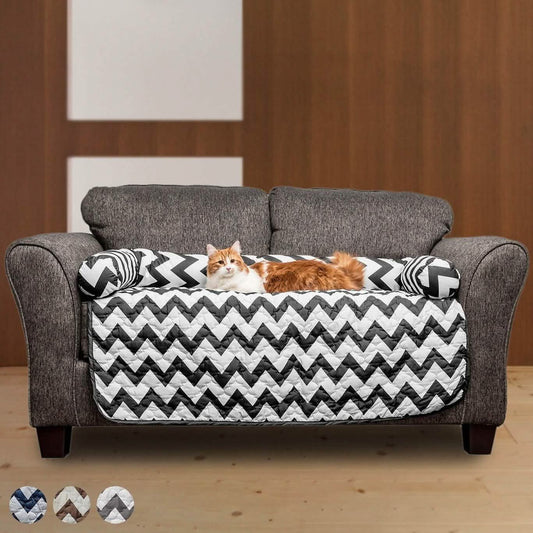 Reversible Chevron Quilted Chair And Bed Cover