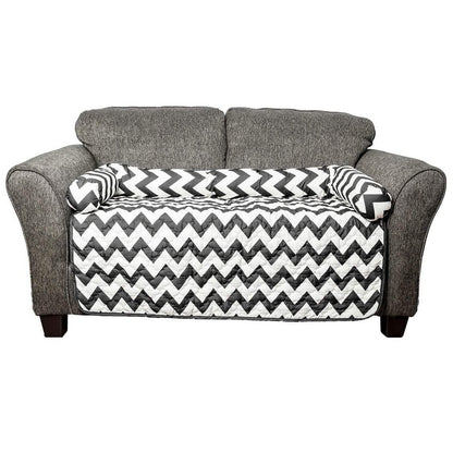 Chevron reversible quilted pet bed chair cover assorted sizes black white chevron on a grey chair on Tampa Home & Garden Store