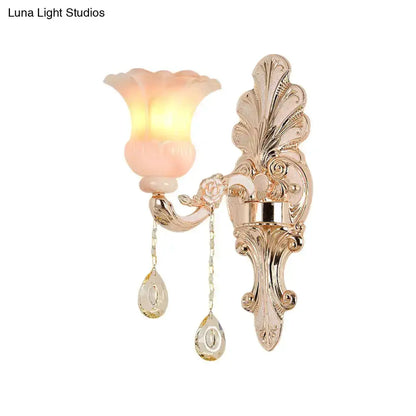 Chic Gold and Pink Crystal Wall Lamp Sconce