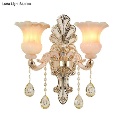 Chic Gold and Pink Crystal Wall Lamp Sconce