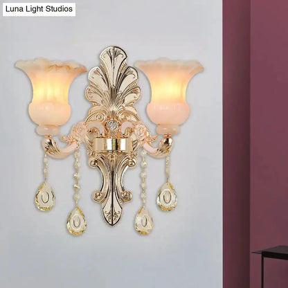 Chic Gold and Pink Crystal Wall Lamp Sconce