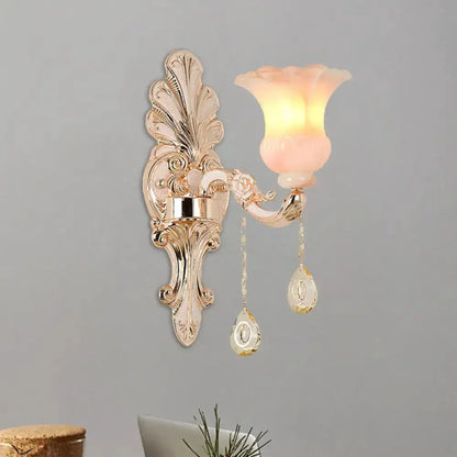 Chic Gold and Pink Crystal Wall Lamp Sconce