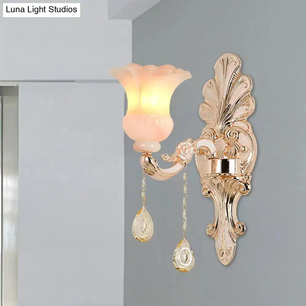 Chic Gold and Pink Crystal Wall Lamp Sconce