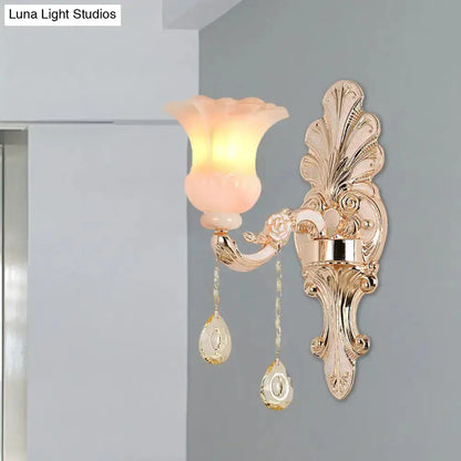 Chic Gold and Pink Crystal Wall Lamp Sconce