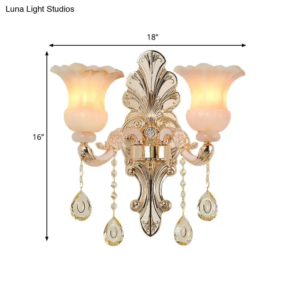 Chic Gold and Pink Crystal Wall Lamp Sconce
