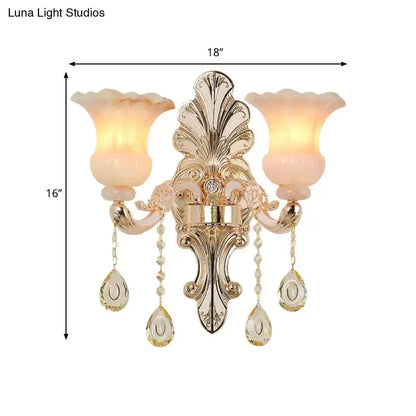 Chic Gold and Pink Crystal Wall Lamp Sconce