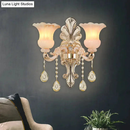 Chic Gold and Pink Crystal Wall Lamp Sconce