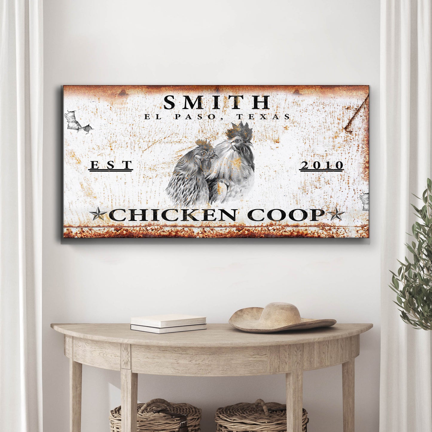 Chicken Coop Sign V canvas by Tailored Canvases, vintage rusted look on Tampa Home & Garden Store