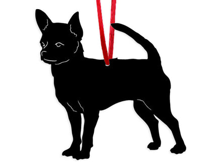 Chihuahua ornament plant stake silhouette, black with red cord, Rustica Ornamentals on Tampa Home & Garden Store