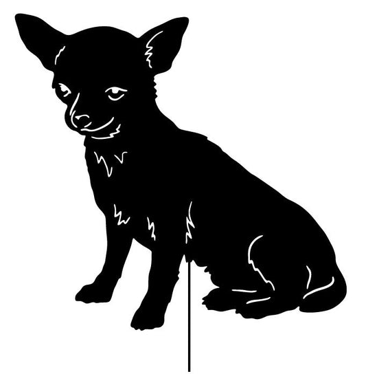 Chihuahua garden stake silhouette Style 3 black metal by Rustica Ornamentals on Tampa Home & Garden Store