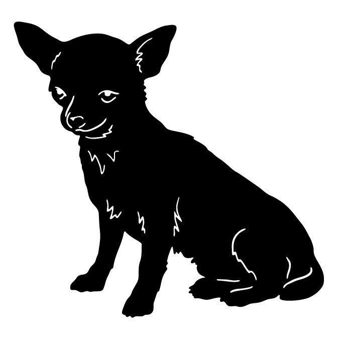Chihuahua garden stake silhouette, black metal lawn ornament by Rustica Ornamentals Style 3 on Tampa Home & Garden Store