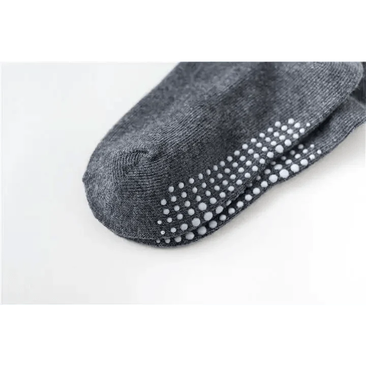 Gray cotton kids anti-slip socks with white grip dots on the soles, 6-pair set on Tampa Home & Garden Store