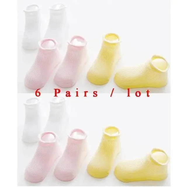 Stevvex cotton anti-slip kids socks, 6 pairs with grip soles for ages 0-6 in soft pastel colors on Tampa Home & Garden Store