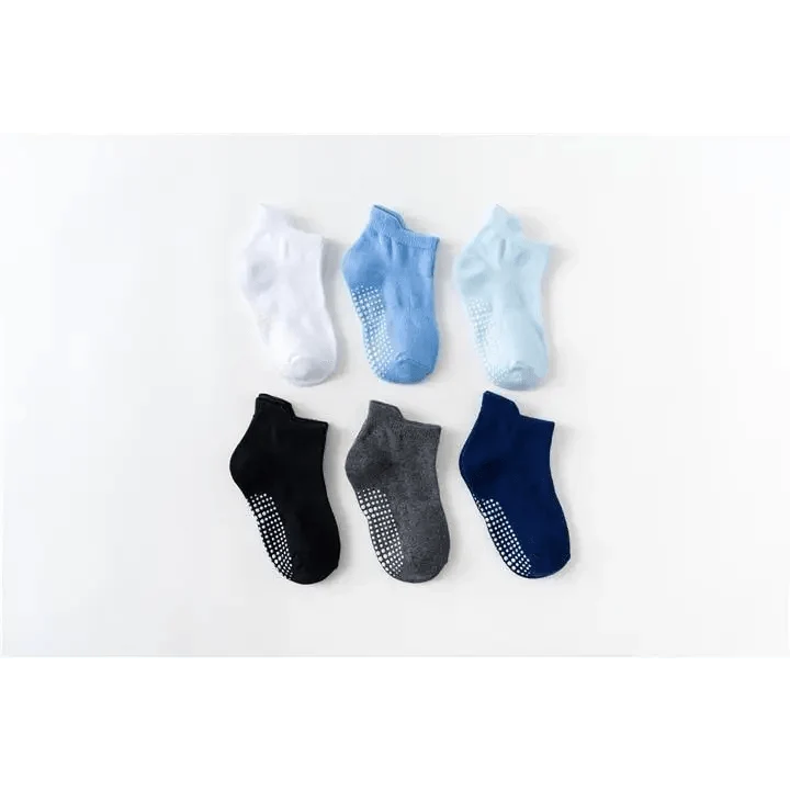Stevvex children's cotton anti-slip socks 6-pair set with grip dots, assorted colors 0–6 years on Tampa Home & Garden Store