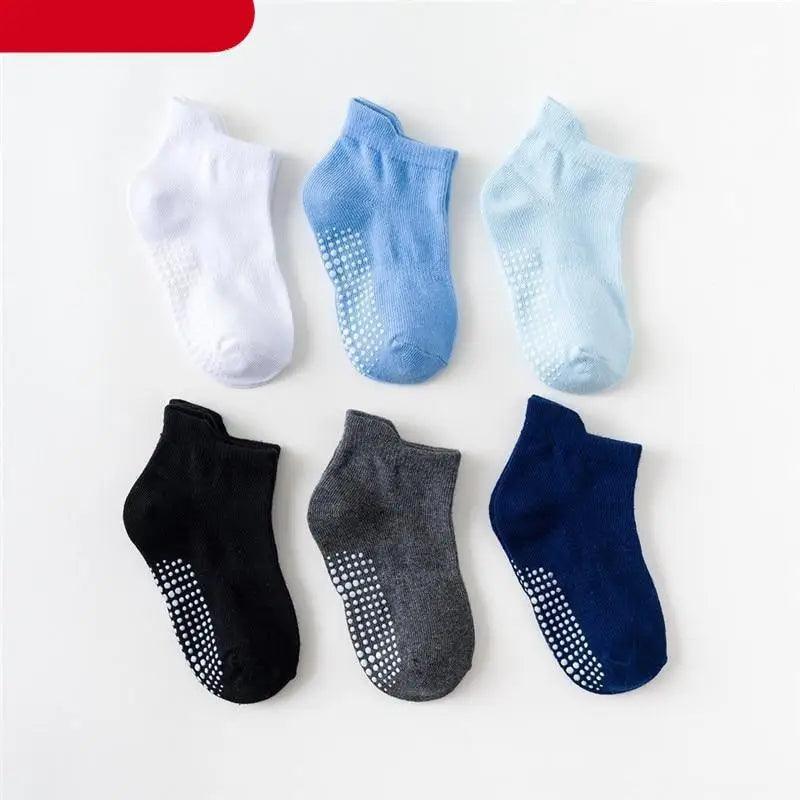 Stevvex kids cotton anti-slip socks 6-pair set with grip dots on soles, assorted colors on Tampa Home & Garden Store