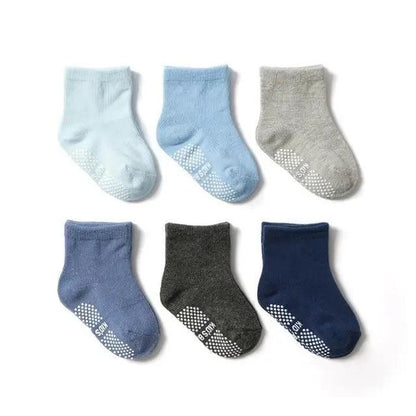 Stevvex children anti-slip socks 6-pair set with grip soles, assorted colors for 0–6 years on Tampa Home & Garden Store