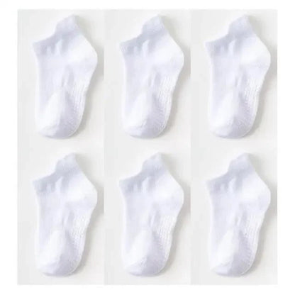 Kids cotton socks white with anti-slip grips, six pairs on Tampa Home & Garden Store