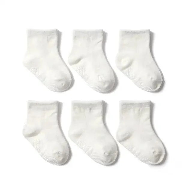 Stevvex children's cotton anti-slip baby socks, white, 6 pairs for ages 0–6 on Tampa Home & Garden Store