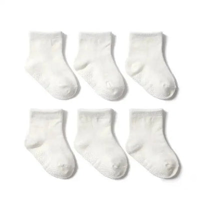 Stevvex children's cotton anti-slip baby socks, white, 6 pairs for ages 0–6 on Tampa Home & Garden Store