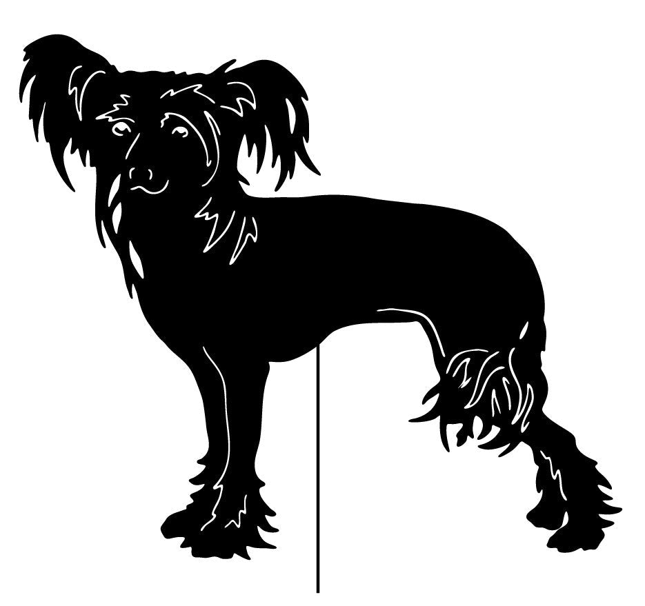 Chinese Crested Dog garden stake silhouette in black metal by Rustica Ornamentals on Tampa Home & Garden Store