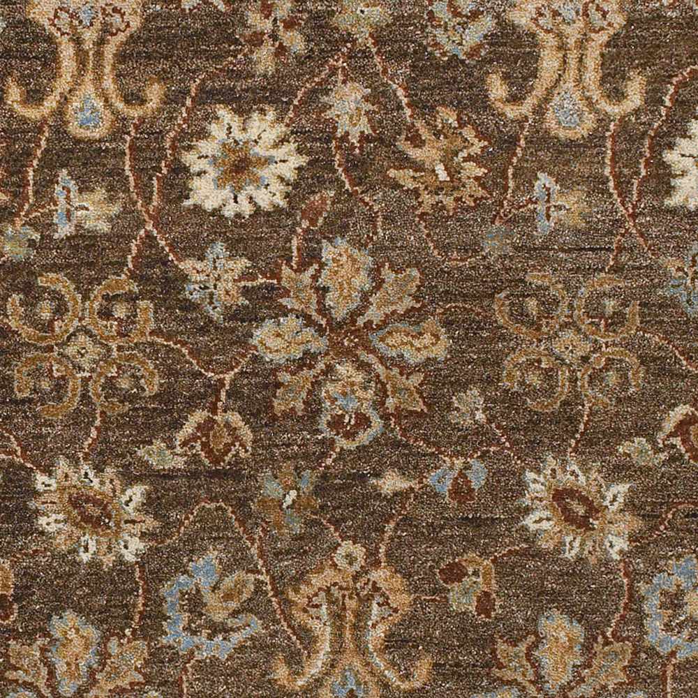 Chinle Premium Wool Area Rug brown floral pattern with ivory and blue accents Boutique Rugs on Tampa Home & Garden Store
