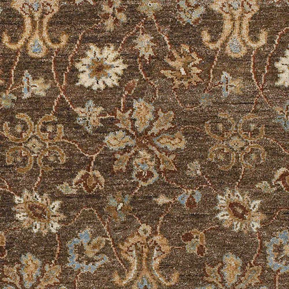 Chinle Premium Wool Area Rug brown floral pattern with ivory and blue accents Boutique Rugs on Tampa Home & Garden Store