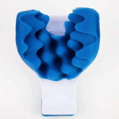 Chiropractic neck pillow massager blue foam with white base Stevvex ALU142GERDA neck brace on Tampa Home & Garden Store