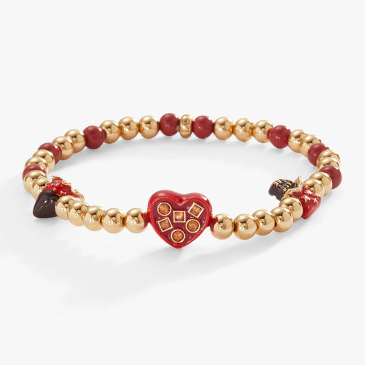 Chocolate Is My Love Language Stretch Bracelet by Alex and Ani with red enamel beads on Tampa Home & Garden Store
