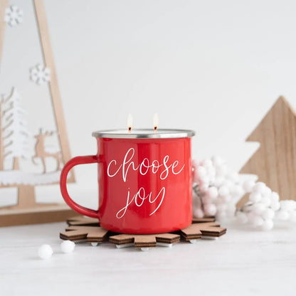 16oz Holiday Candle Mug in Red Metal Choose Scent