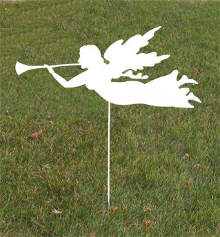Angel garden stake silhouette in white, Rustica Ornamentals Christmas decor on Tampa Home & Garden Store