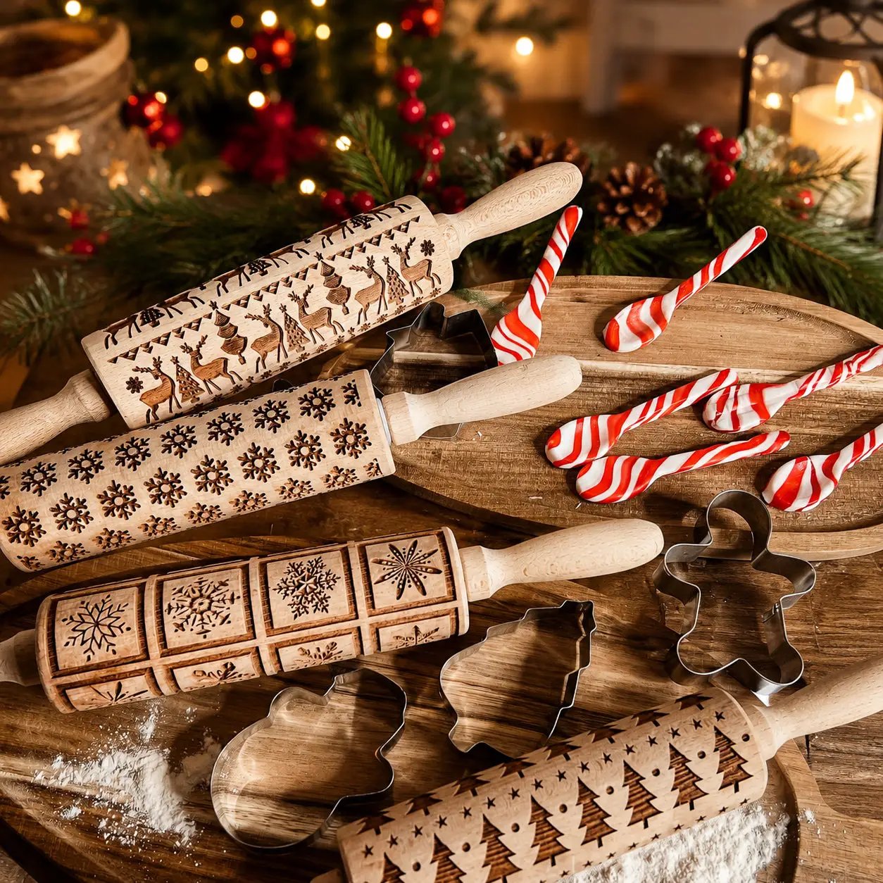 Christmas Rolling Pin Set In 10 Styles Varieties