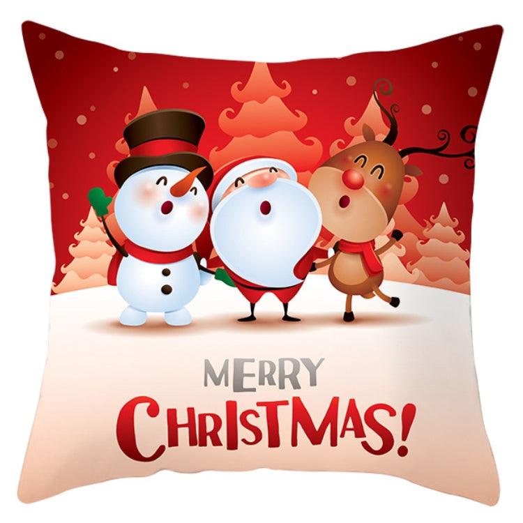 Stevvex Christmas Snowflake Santa Throw Pillowcase with snowman, Santa and reindeer on red on Tampa Home & Garden Store