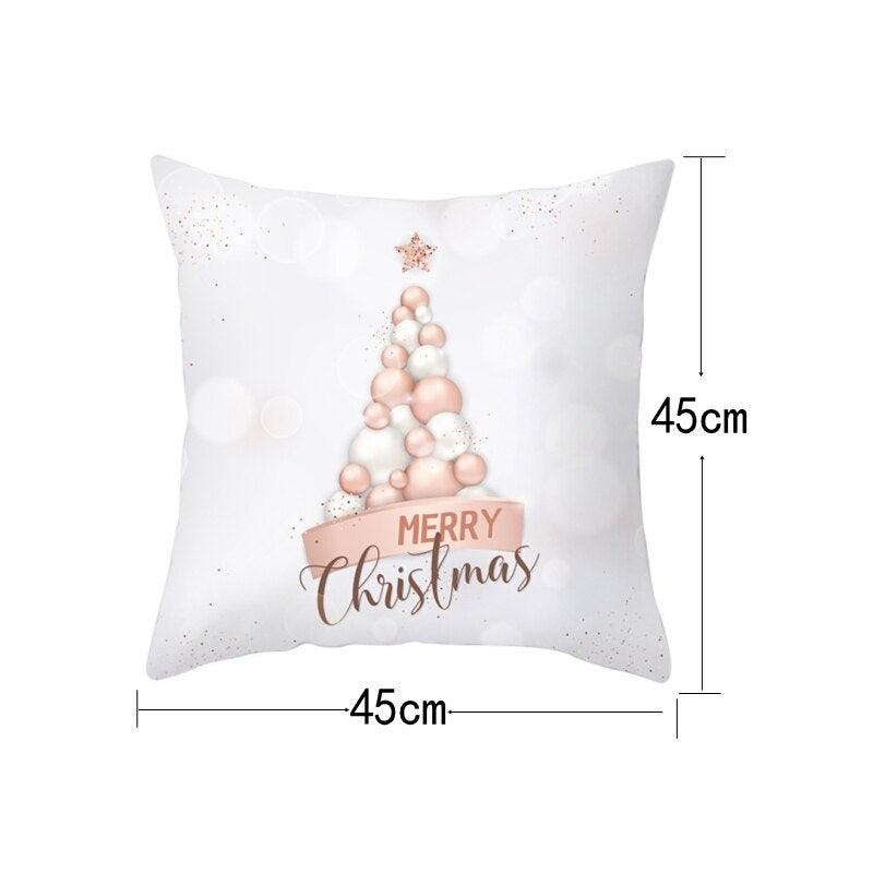 Christmas Snowflake Santa Throw Pillowcase pink pearl Christmas tree Stevvex ST50DE4849SSC on Tampa Home & Garden Store