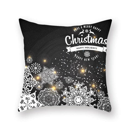 Christmas Snowflake Santa Throw Pillowcase in black with white ornate snowflakes on Tampa Home & Garden Store