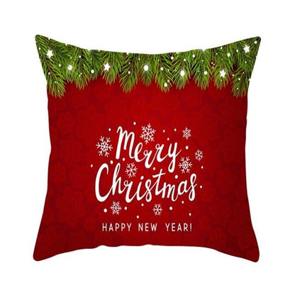 Stevvex Christmas Snowflake Santa Throw Pillowcase red with pine border Merry Christmas print on Tampa Home & Garden Store