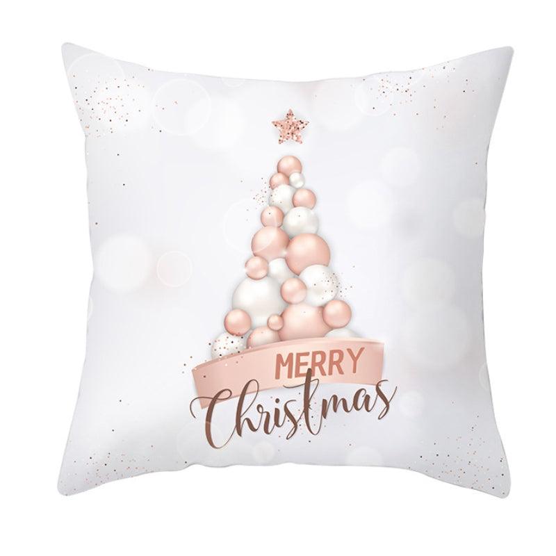 Stevvex Christmas Santa Throw Pillowcase white with rose-gold tree and Merry Christmas script on Tampa Home & Garden Store