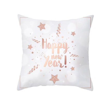 Stevvex Christmas Snowflake Santa Throw Pillowcase white with rose gold foil accents on Tampa Home & Garden Store