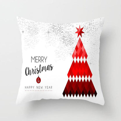 Christmas Snowflake Santa Throw Pillowcase by Stevvex, white with a red diamond Christmas tree on Tampa Home & Garden Store