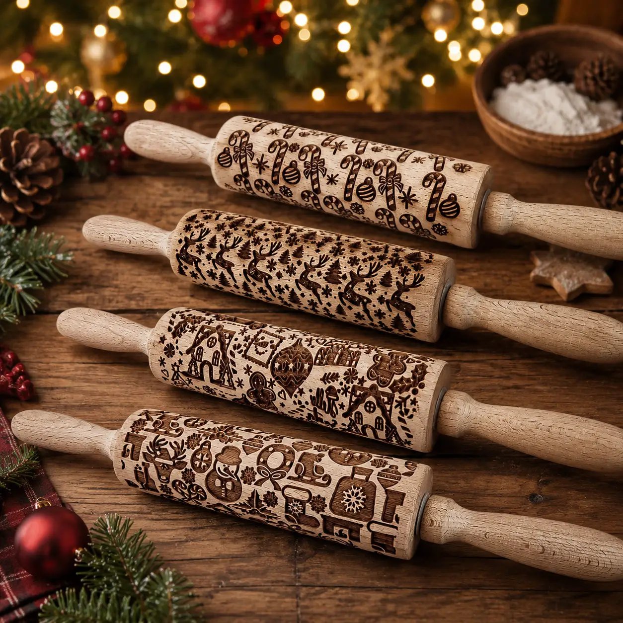 Christmas Rolling Pin Set In 10 Styles Varieties